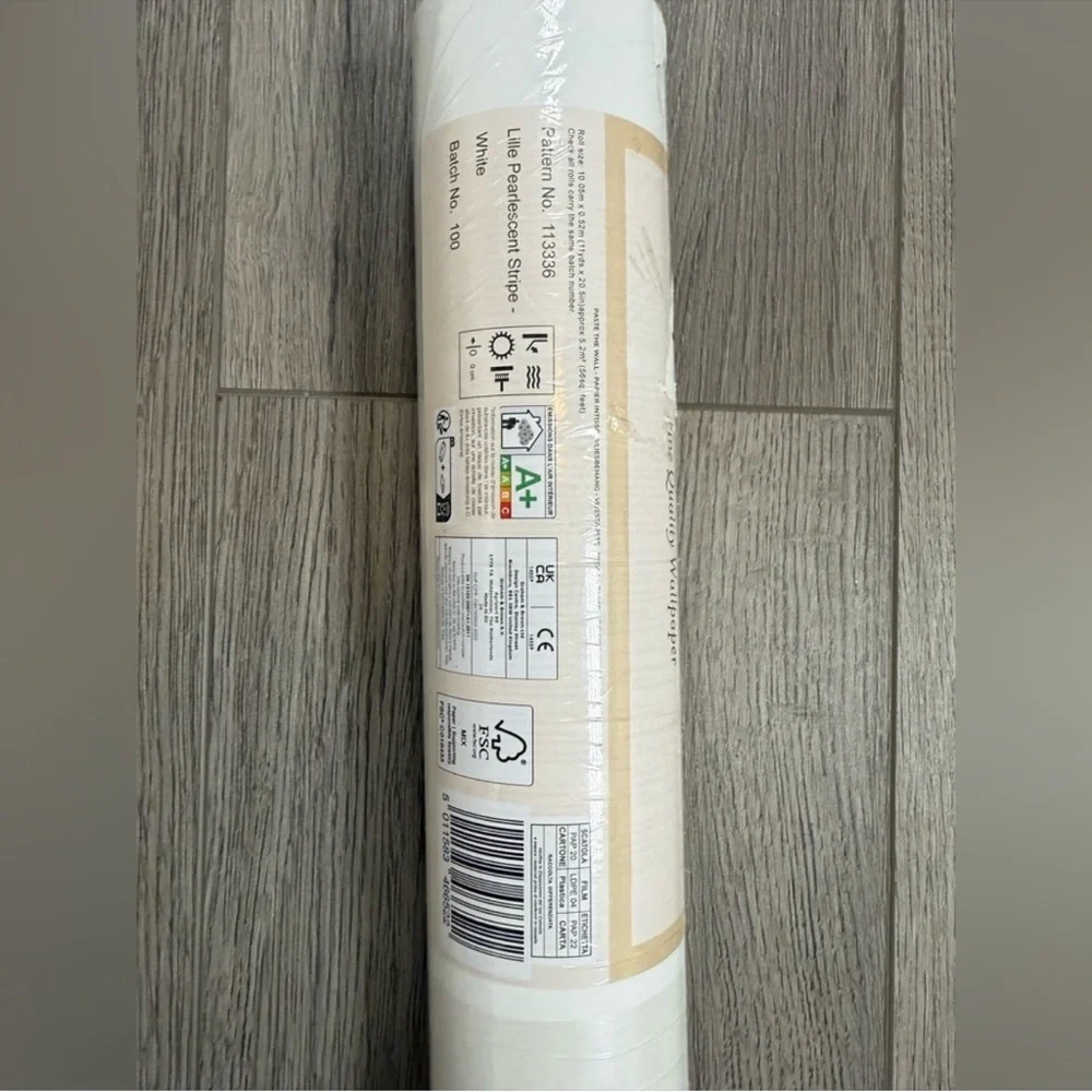 Laura Ashley Cream and White Striped Wallpaper